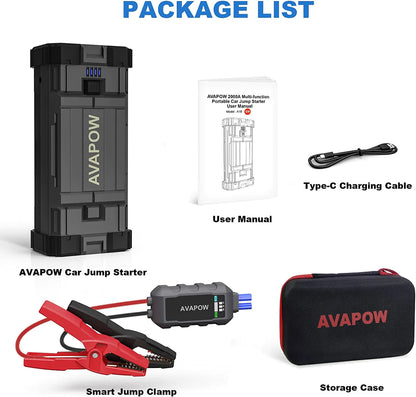 AVAPOW A18 Car Battery Jump Starter 2000A Peak Battery Capacity