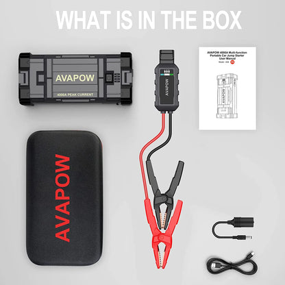 AVAPOW A58 Car Battery Jump Starter 4000A Peak Battery Capacity