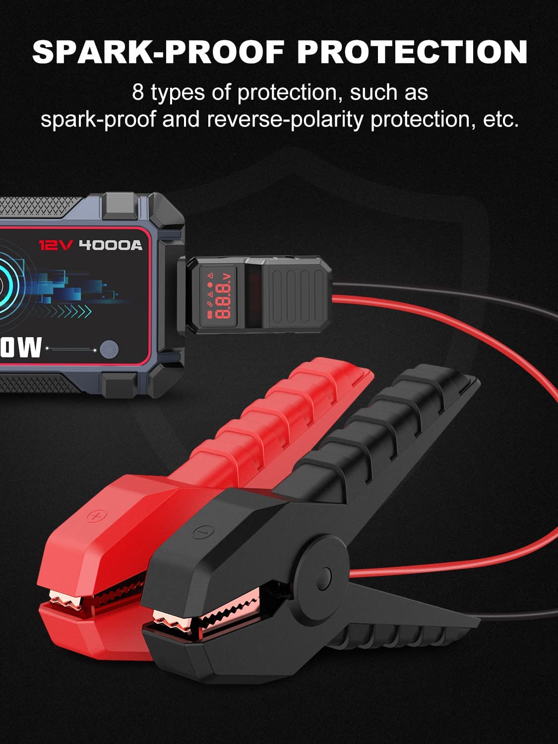 AVAPOW A37 Car Battery Jump Starter 4000A Peak Battery Capacity